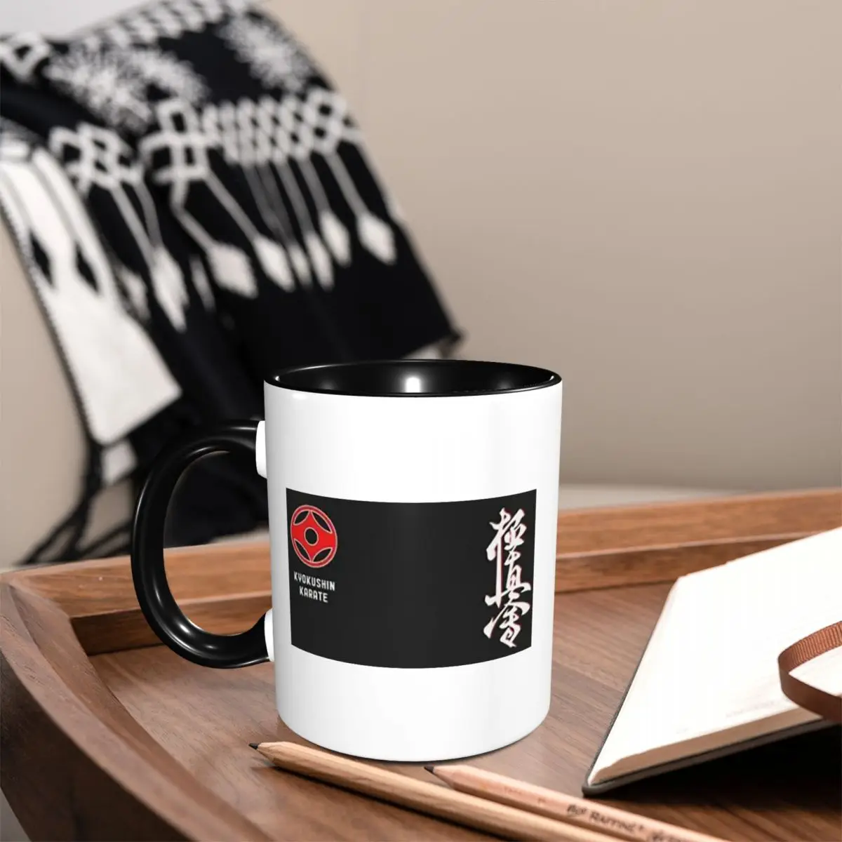 Kyokushin Karate Kanji Taijutsu Mug Funny Ceramic Coffee Cups Tea Mugs Milk Cup Drinkware Gift for Woman Man