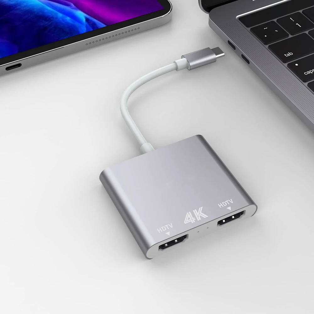 USB C Thunderbolt3 Docking Station Type-C To Dual 4K UHD Display Converter Mirror&Extend Mode MST Hub for Surface Pro7 XPS PC