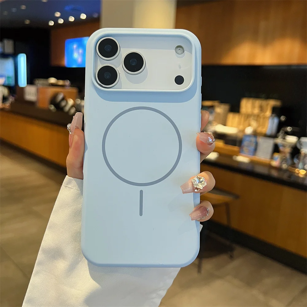 Matte Soft Liquid Silicone Phone Case For iPhone 15 16 17 Pro Max Air For Magsafe Wireless Charging Cover For Apple 14 13 12 - náhled 5