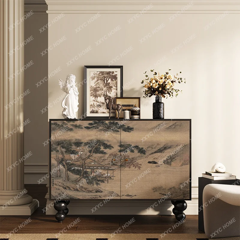 

ZXQNew Chinese Style Landscape Decorative Cabinet for Entrance Hallway Home Living Room Storage Cabinet