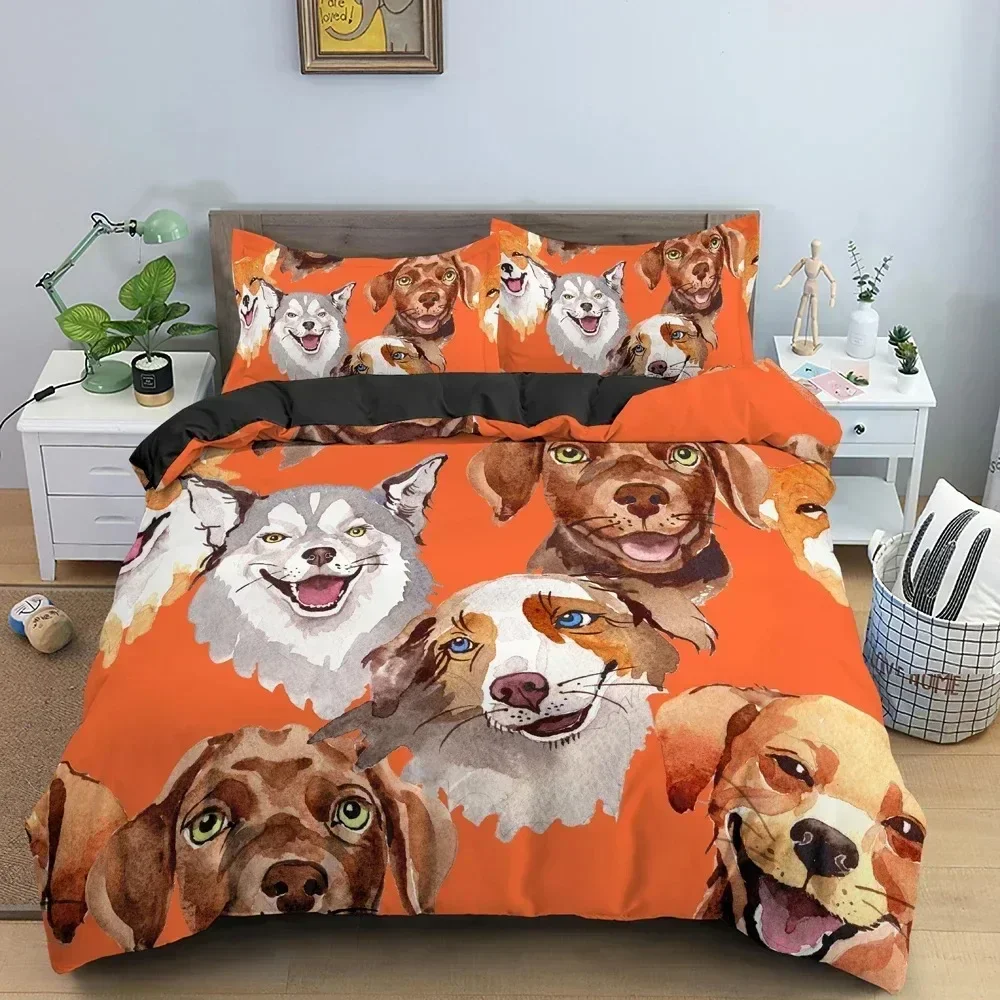 3D Print Dachshund Dog Bedding Set Cute Colorful Puppy Duvet Cover Cartoon Bed Cover Pet Dog King Queen Polyester Quilt Cover