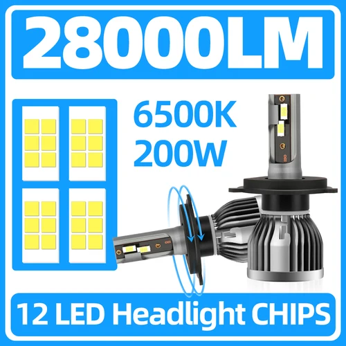 Imagen 1 del producto Luz LED para coche Bliubs, faros de conducción de alto lúmenes, 200W, 6500K, con ventilador de refrigeración de 25000Rpm, lámpara automática mejorada Csp 3570 Canbus Ready