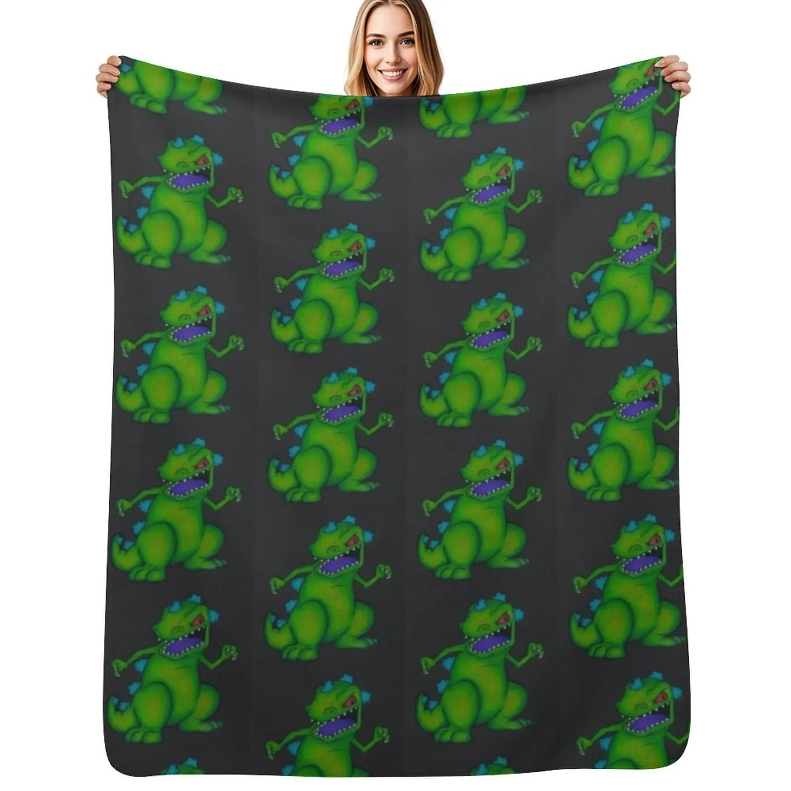 Reptar Rugrats Pencil Drawing Dinosaur T-Rex Nickelodeon Throw Blanket Cute Decorative Beds Moving decorative Thermal Blankets