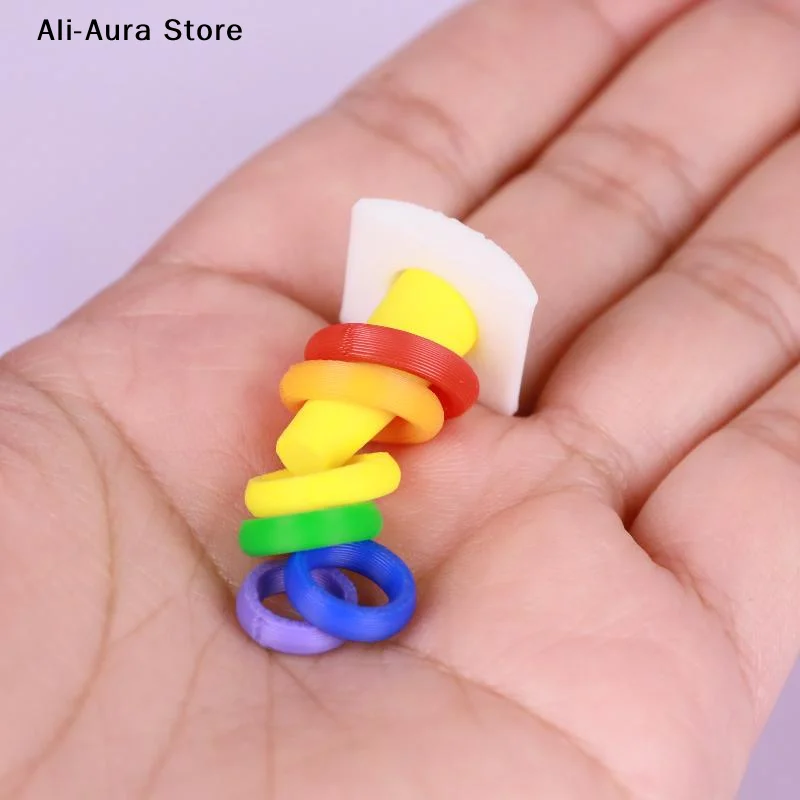 2 Sets Dollhouse Early Learning Rainbow Stacking Toys Puzzle Development Intelligence Rainbow Tower Baby Toy Gift Stack Ring
