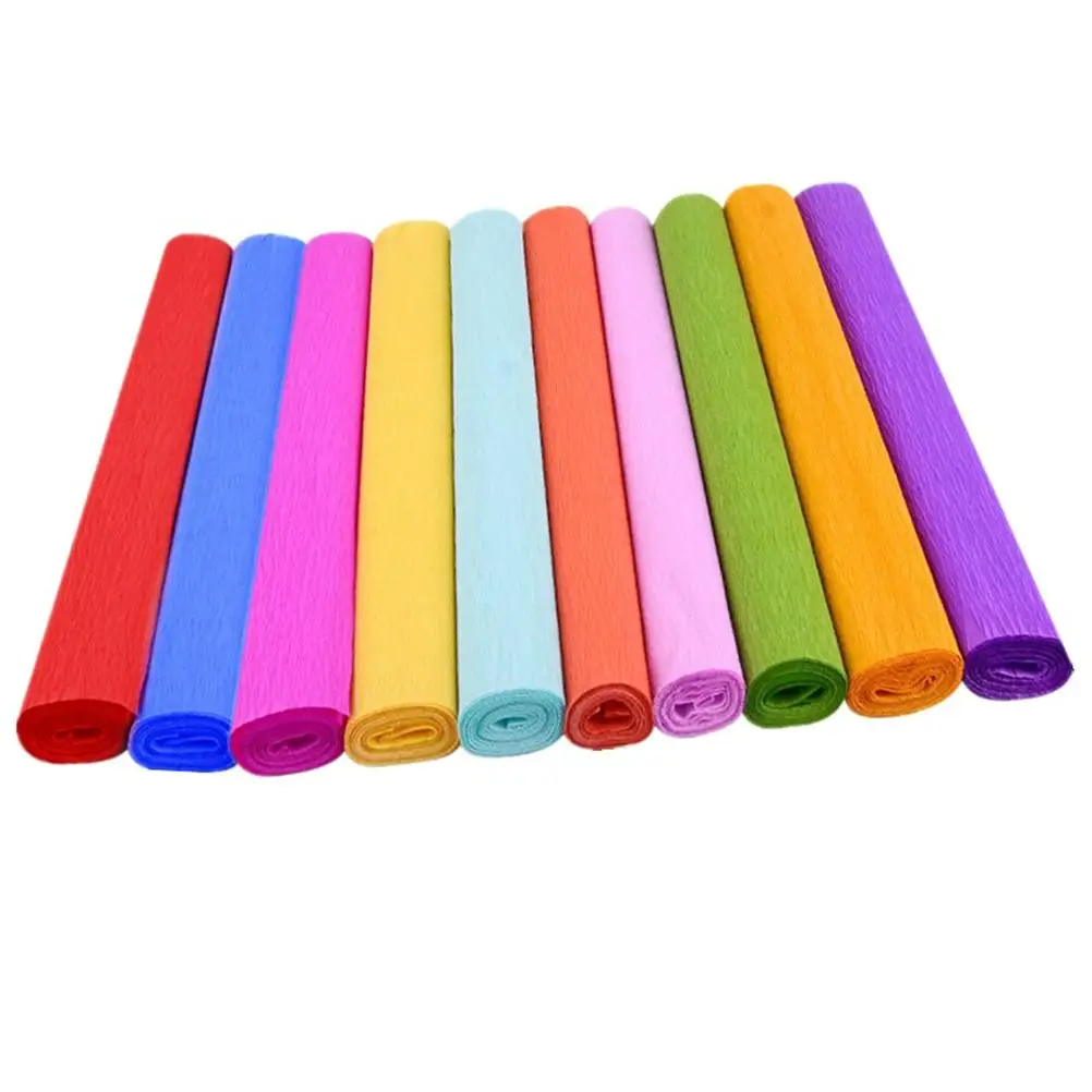 

10 Rolls Crepe Paper Crinkled for DIY Artificial Flower Kids Assorted Color Craft