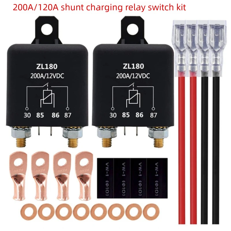 2 pack 200A 120A shunt charging relay switch 4-terminal relay accessory for marine and truck