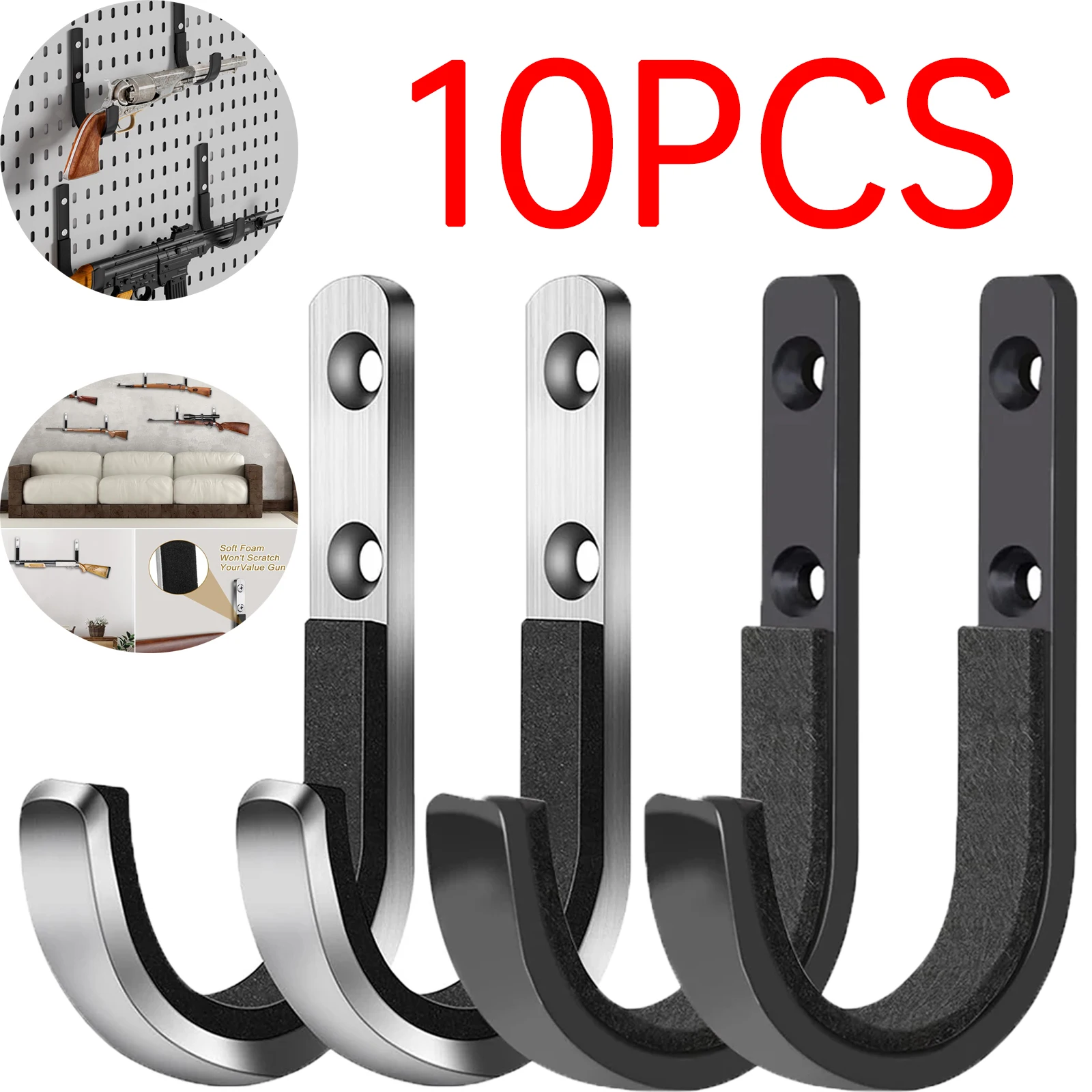 

2-10 шт. металлическая стойка для хранения винтовки, крючки для дробовика, настенные вешалки с мягкой подкладкой для безопасного хранения и деталей пистолета для демонстрации
