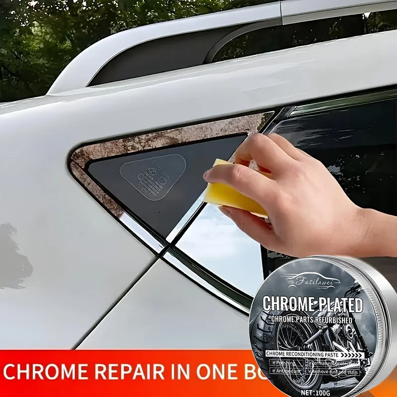 NEW Chrome Parts Restoration & Metal Polishing Paste | Enhances And Restores Shine on Metals And Chrome | Includes Sponge,