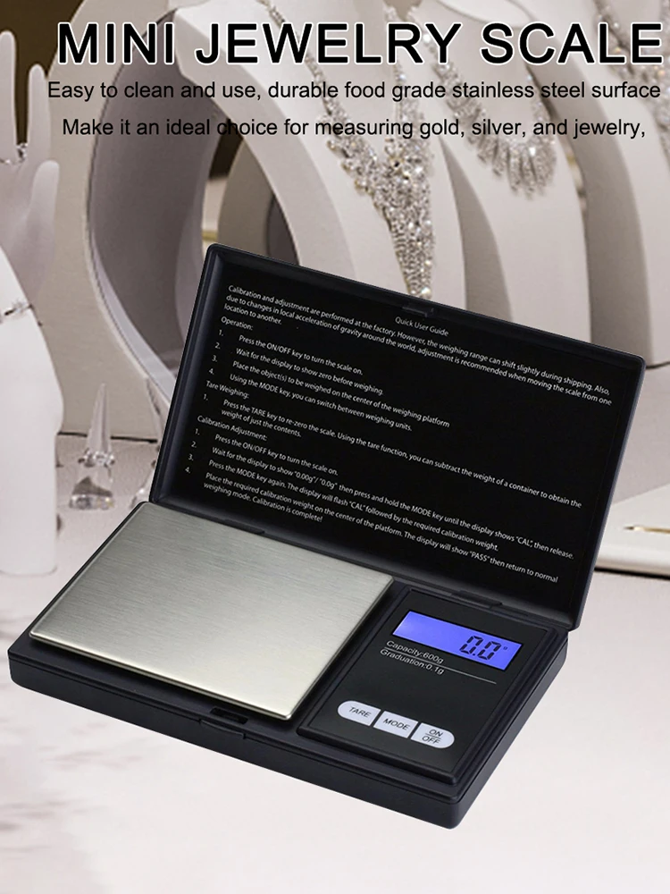 Báscula de joyería de oro de 1kg/0,1g, báscula Digital de conversión de 7 unidades, báscula de alta precisión, función de tara, medición de joyería