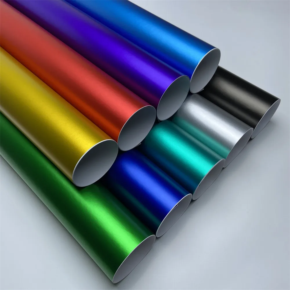 

Многоцветная ледяная металлическая матовая хромированная виниловая пленка для автомобиля с атласными автомобильными наклейками для выпуска воздуха, фольга