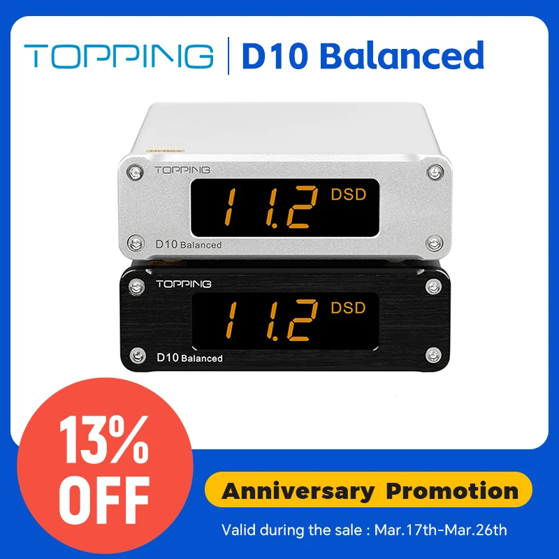 TOPPING D10 Balanced Decoder ES9038Q2M D10B USB DAC 384kHz DSD256 Analog/Digital Output Hi-Res USB Audio Decoder D10S