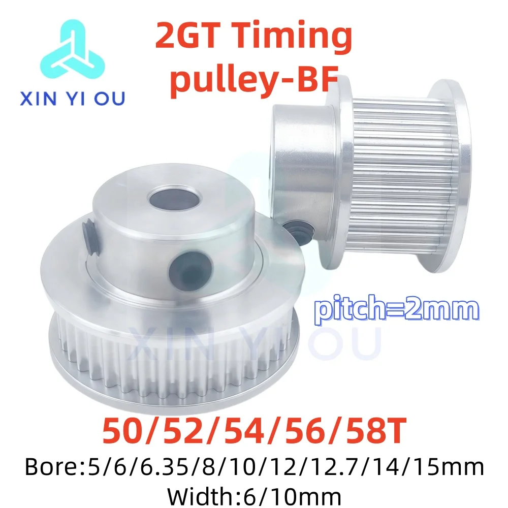 

GT2 timing pulley-BF 50/52/54/56/58 teeth bore 5/6/6.35/8/10/12/12.7/14/15mm Tooth pitch=2mm belt width 6/10mm 3D printer parts