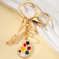 Art Drawing Board Palette Keyring Artist Painting Key Chains Metal Car Key Ring Women Jewelry Souvenir Gift Accessories