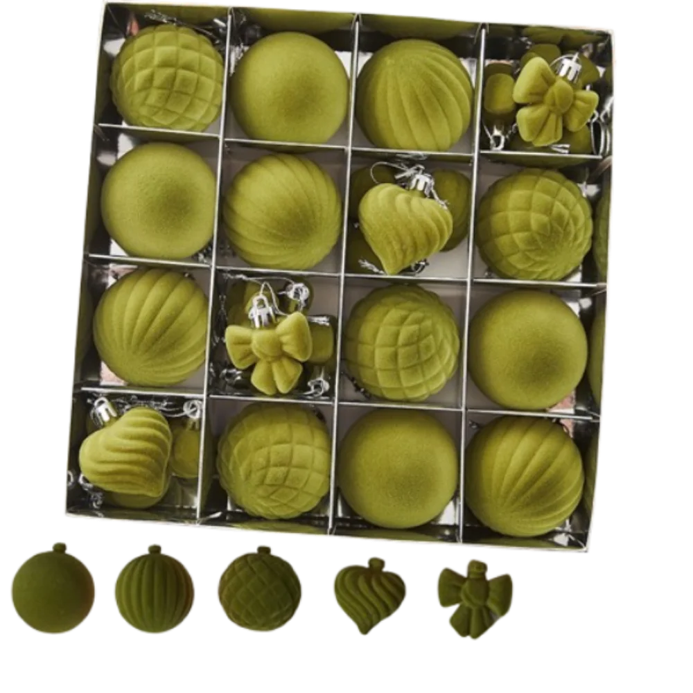 

Plastic Flocking Christmas Ball Pendant Reusable Elegant Christmas Hanging Balls Shatterproof Xmas Tree Ornaments Party Favors