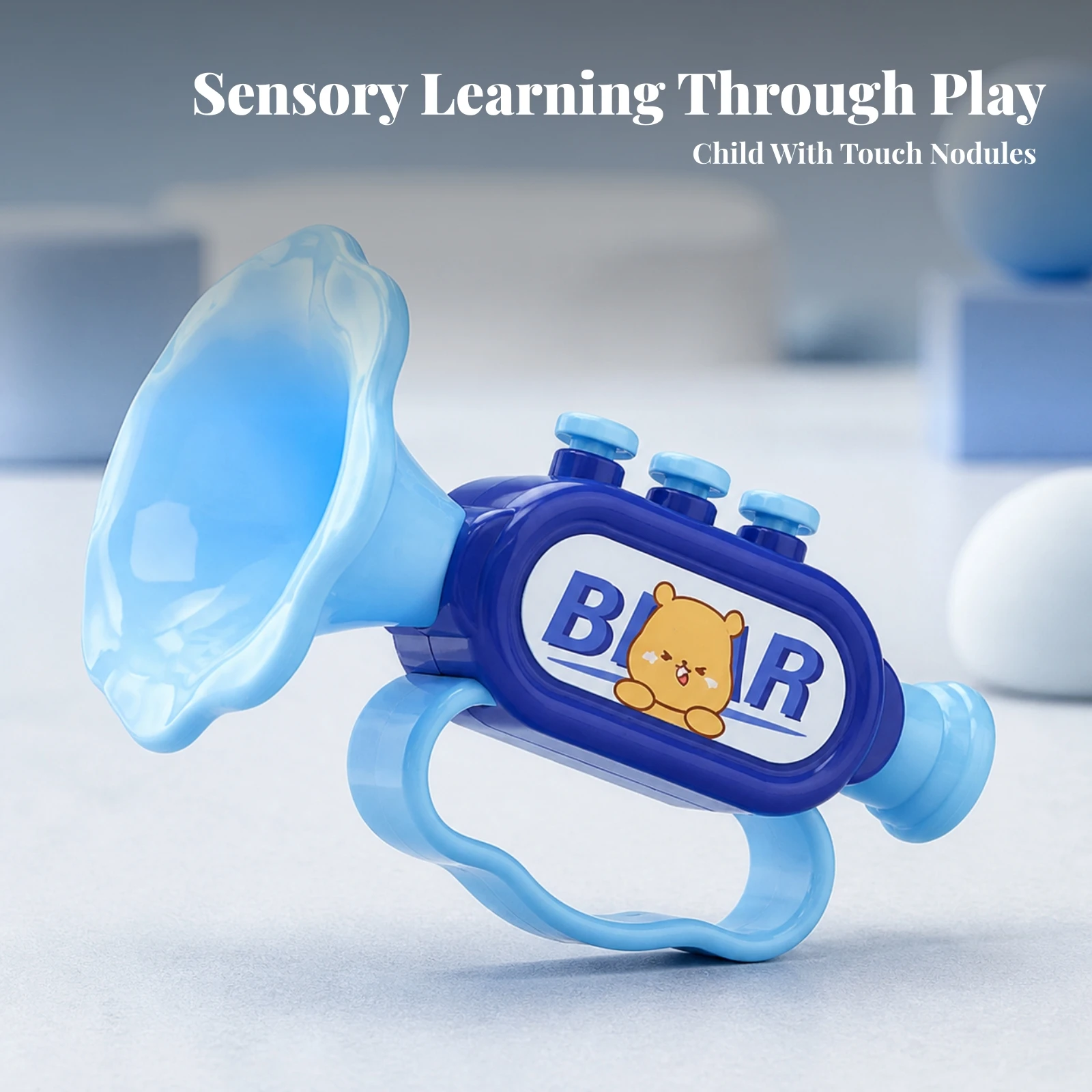 Toy Trumpet with Hanging Cord Lightweight Toy Mouthpiece with Beads Beginner-Friendly Educational for Toddlers, Early Music Play