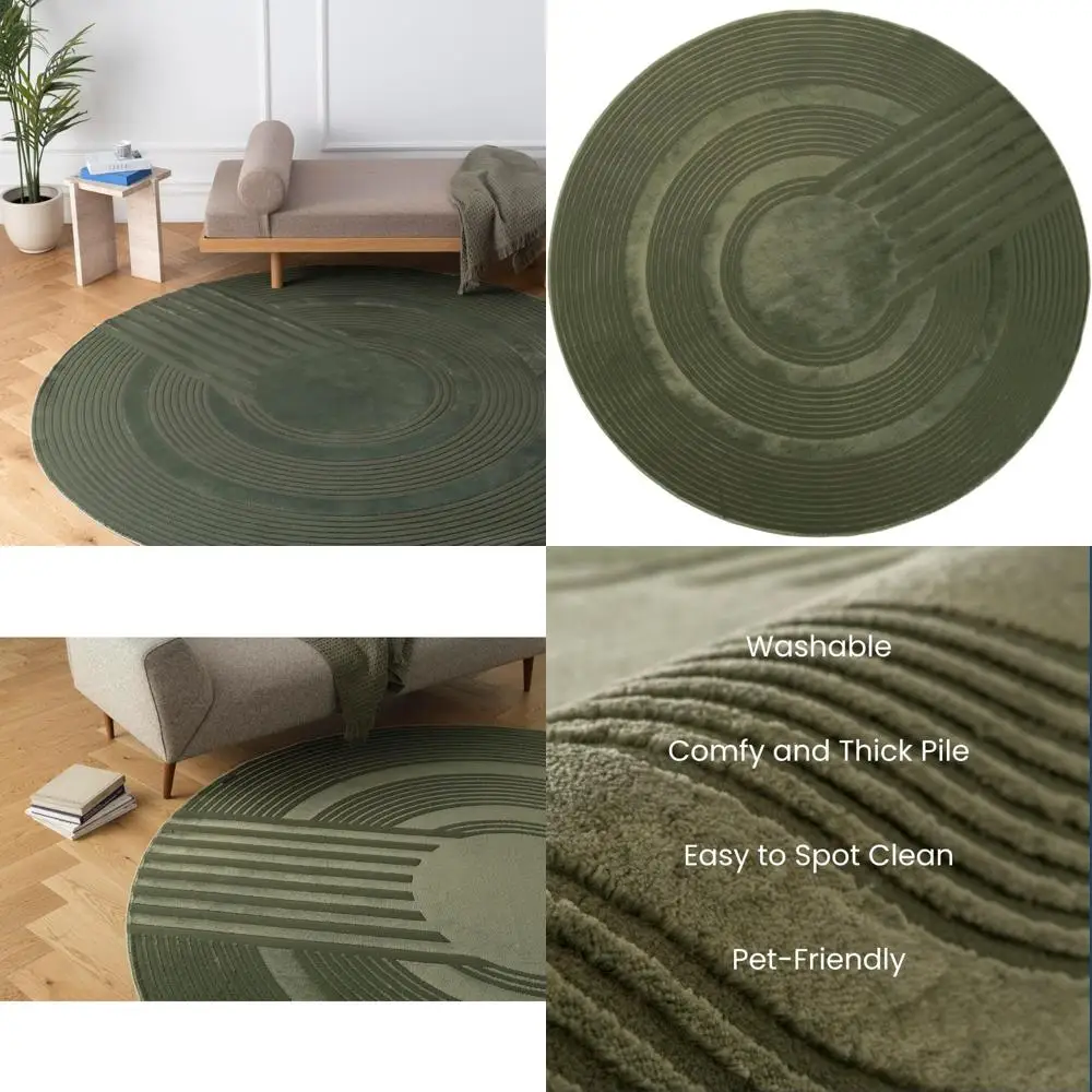 

Eco-Friendly Recycled Maru 8'x8' Washable Rug for Living Spaces - Oeko-TEX Certified, Medium Pile, Green