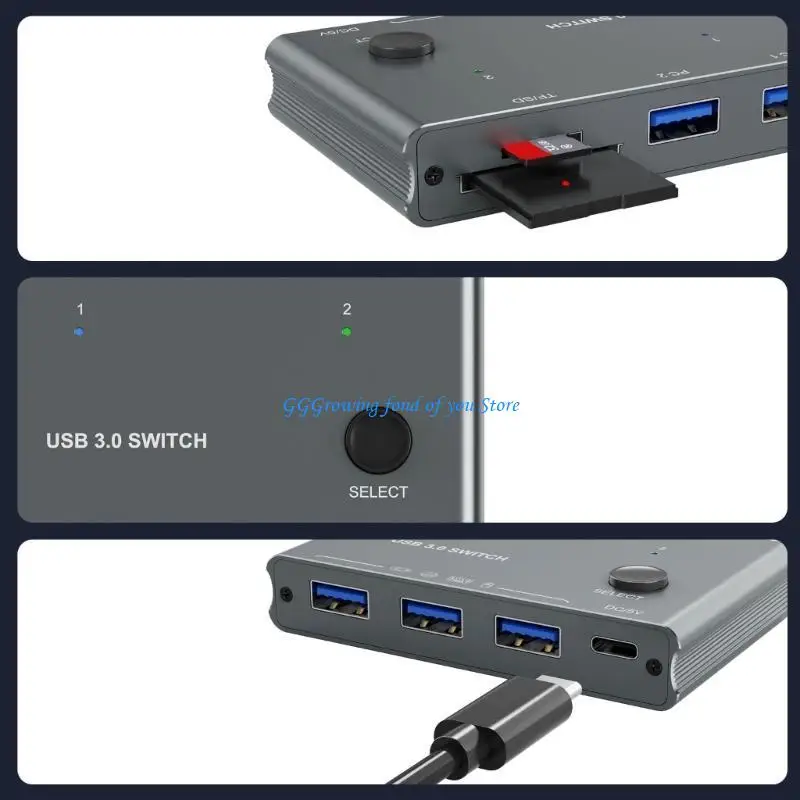 

H9EB Practical USB3.0 Switcher USB Hubs for Computer, , Phones Easily Use