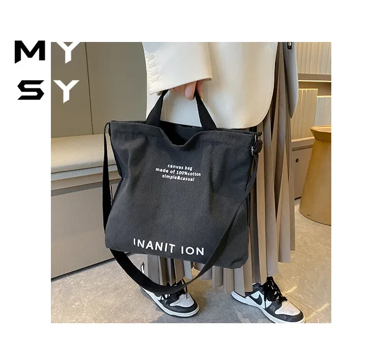 Japanische Minimalistische Canvas-Umhängetasche, Robuste Waschbare Handtasche mit Großer Kapazität, Schultertasche für Studenten & Tägliches Tragen – Detail 5