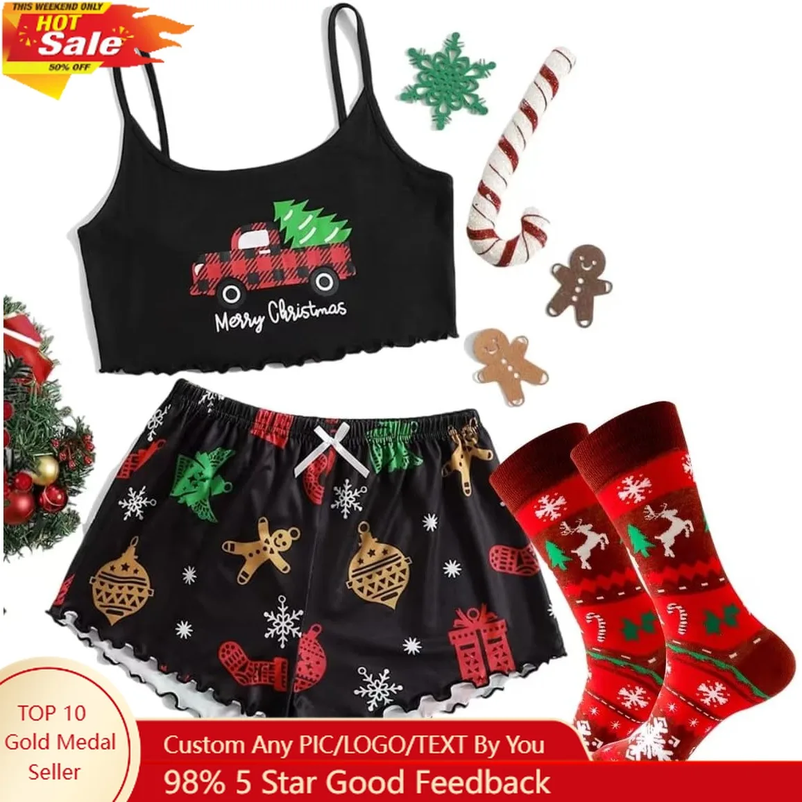 

Cute Pj Sets Pajamas Camisole Shorts Set Women Lounge Lingerie Cami Crop Tank Top 2 Piece