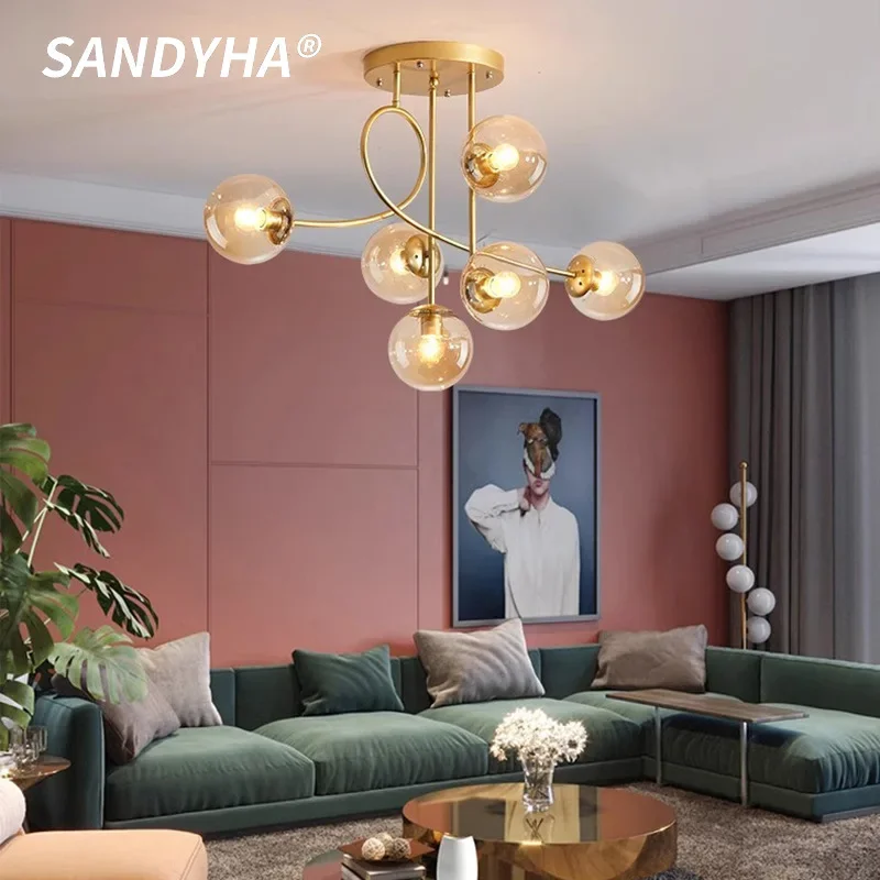 SANDYHA Bedroom Pendant Lights Modern Magic Bean Molecular Lamp Creative Geometry Living Room Restaurant Interior Decor Fixtures