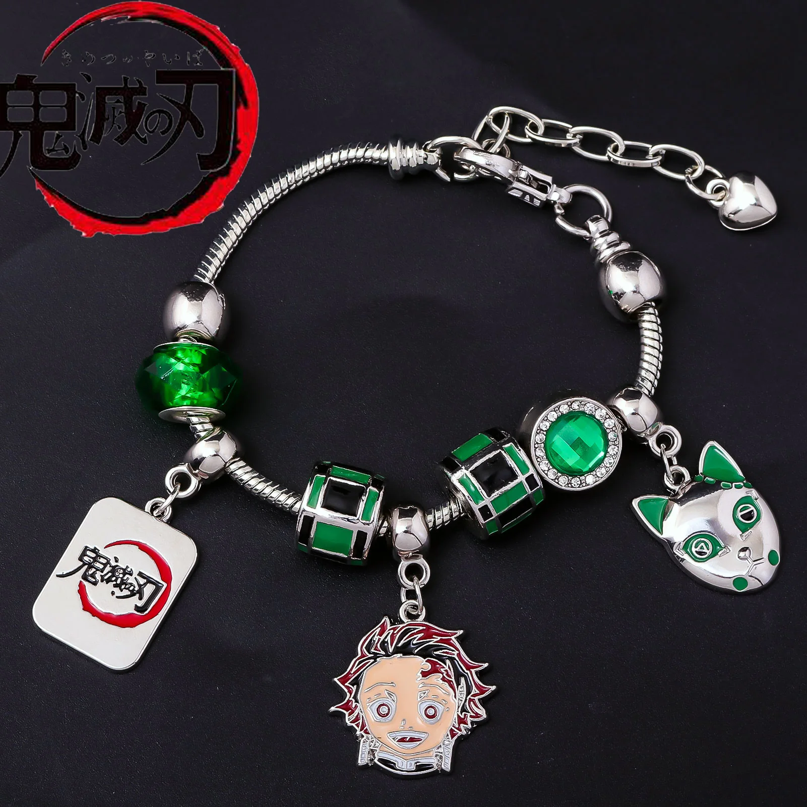 Anime Demon Slayer Charms Bracelets Kamado Tanjirou Cosplay Jewelry Props Hand …