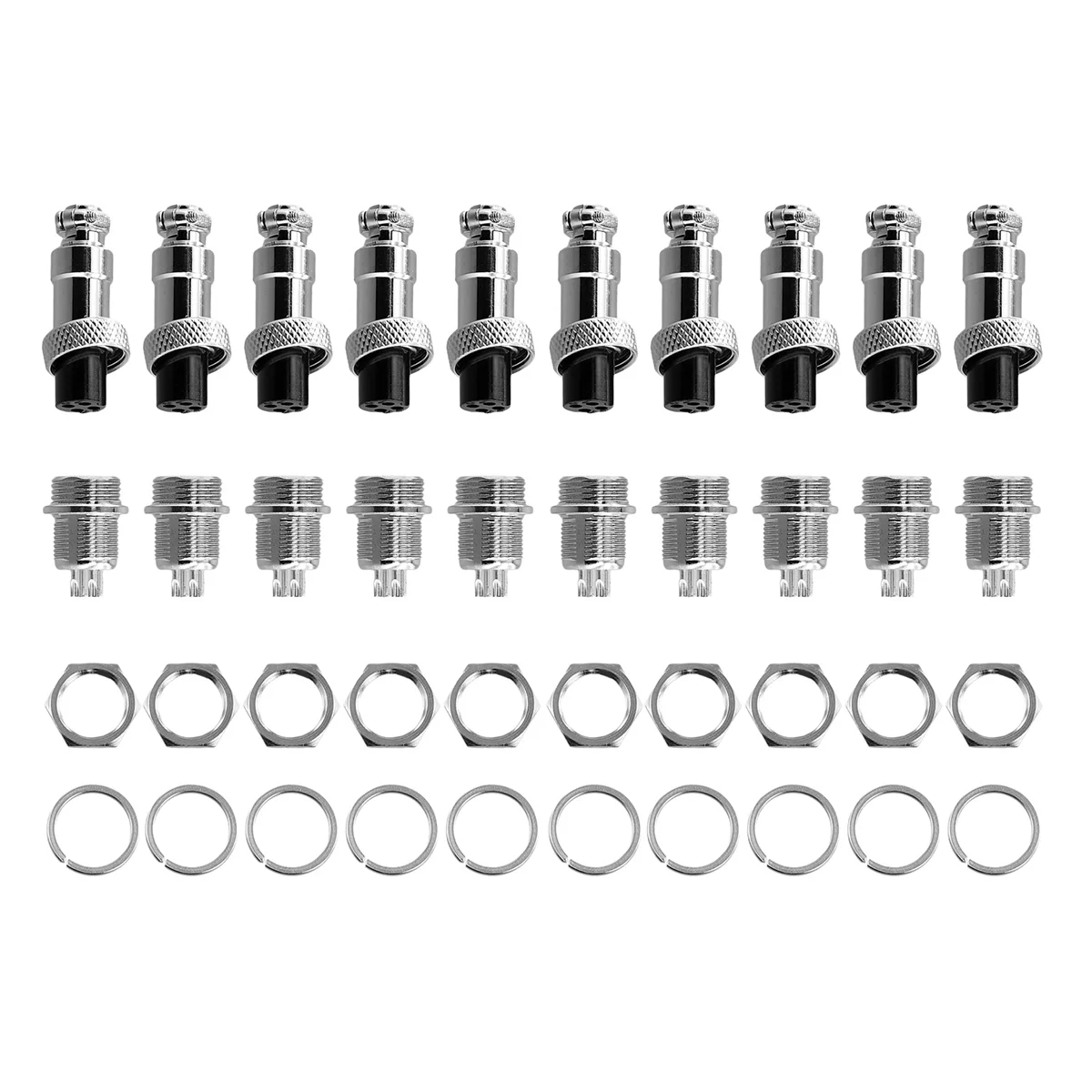 10set M12 4 Pin 12mm Aviation Connector Male + Female Circular Air Socket Plug Electrical Wire Panel Connector