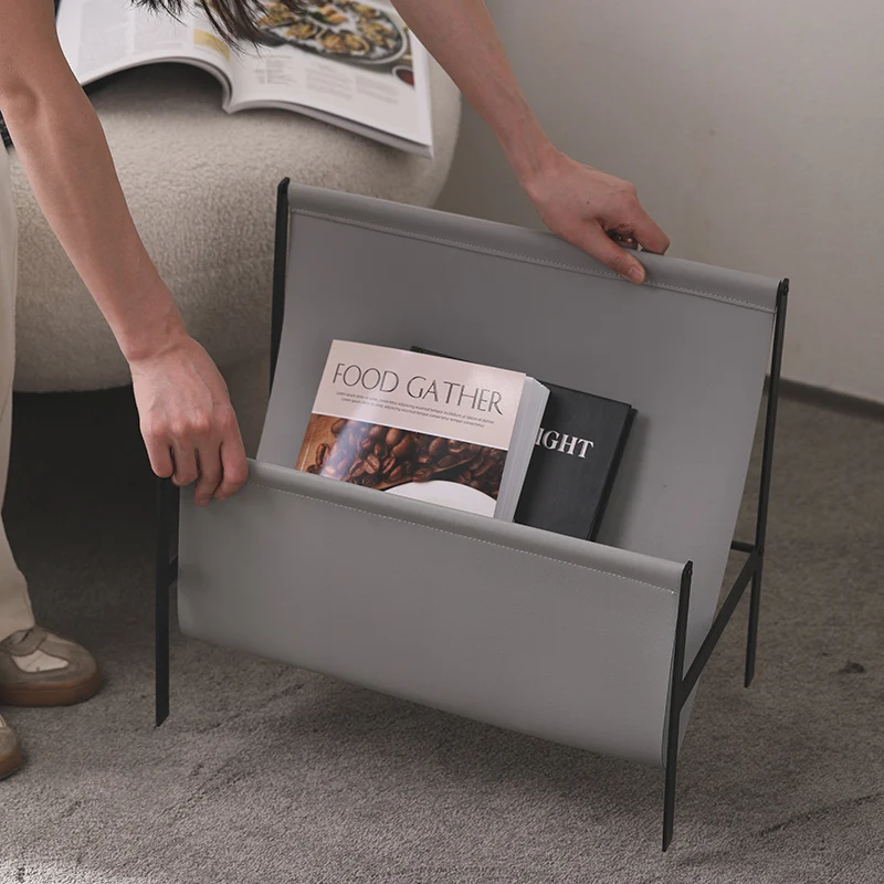  حامل مجلات أرضي عتيق - حامل صحف صناعي بني للمنزل والمكتب منظم رف كتب قوي بتصميم على شكل حرف T #3