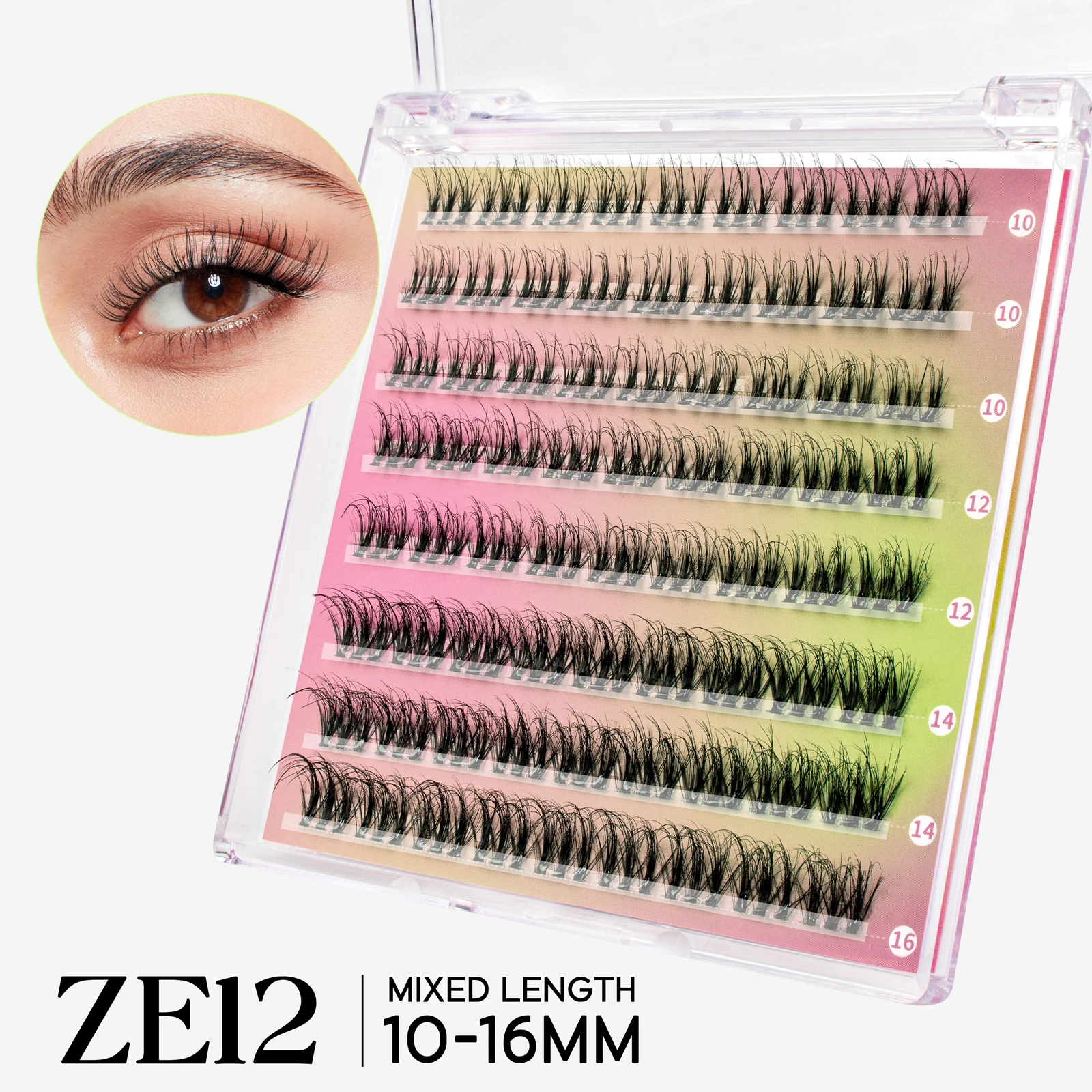 VYRILA Selbstklebende Cluster-Wimpern, kleberfrei, DIY, individuelle Wimpernverlängerung, natürliche weiche Wimpern, kein Kleber erforderlich, segmentierte Wimpern