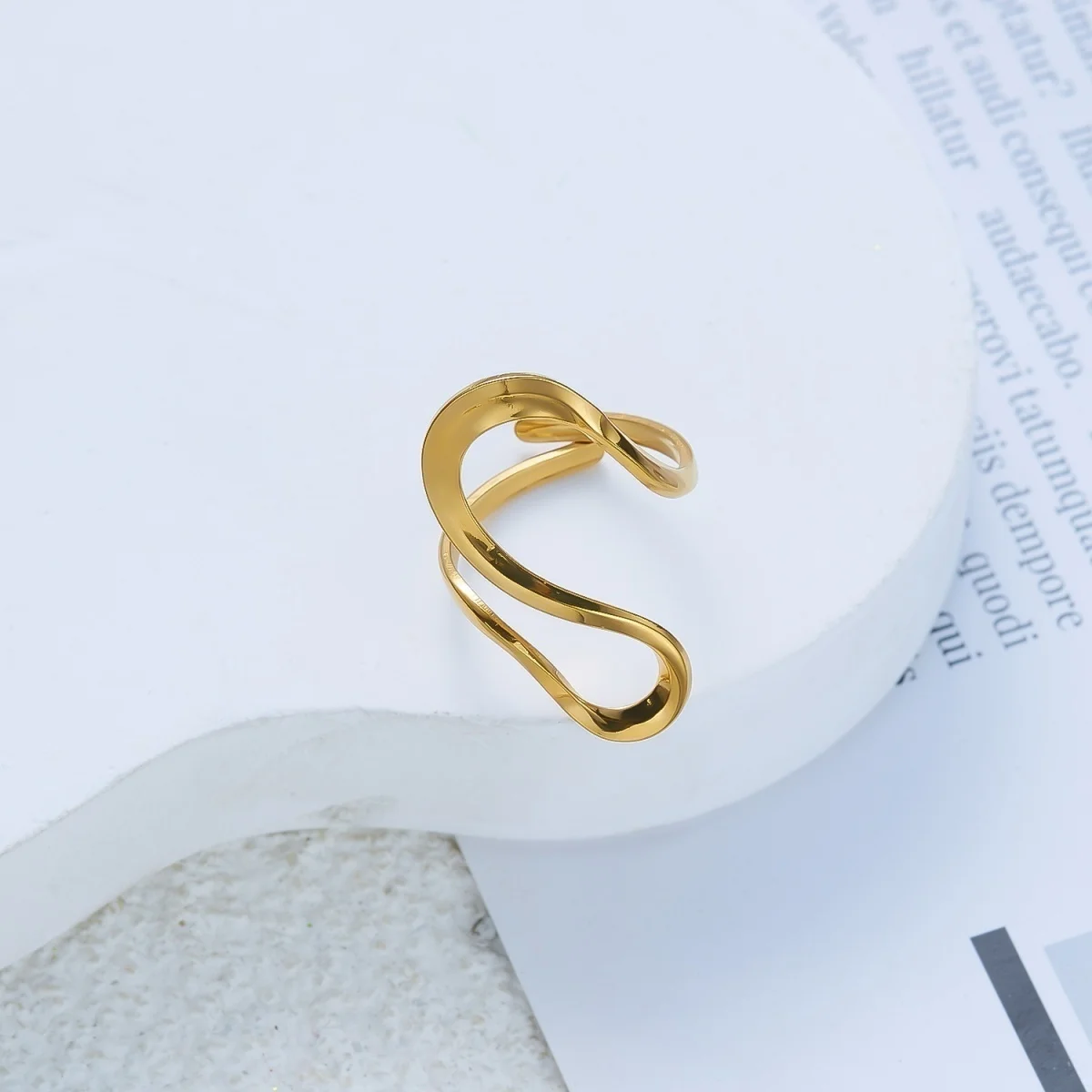 Punk-Ringe aus gehämmertem Edelstahl mit hohlem S-förmigem Blütenblatt- und Spiral-Design für Damen und Herren, trendiger geometrischer stapelbarer Fingerring-Schmuck – Detail 21