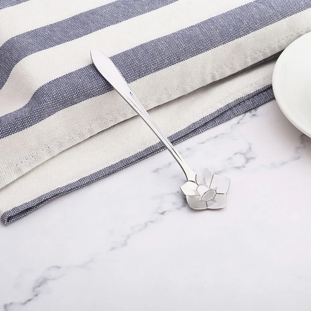 

8pcs Flower Design Coffee Tea Scoop Easy Clean Flower Stainless Steel Spoon Kitchen Bar Tea Spoon Use