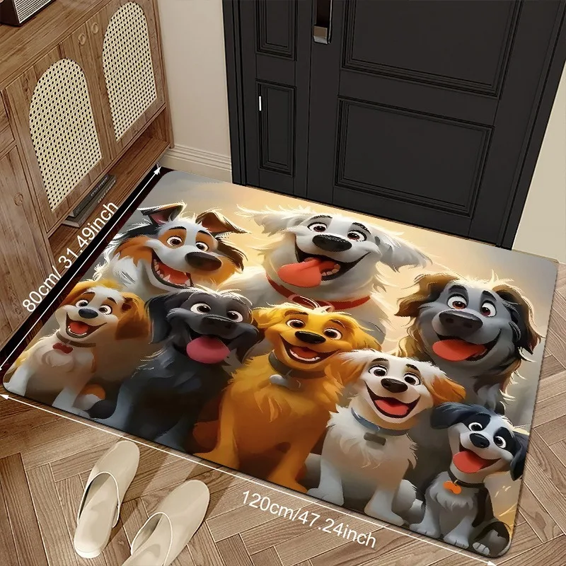 

1PC Cute dogs pattern Kitchen Rugs Non-Slip Door Mats Pop design Living room Rugs Bath Mat Carpet for Home Sink Laundry Decor
