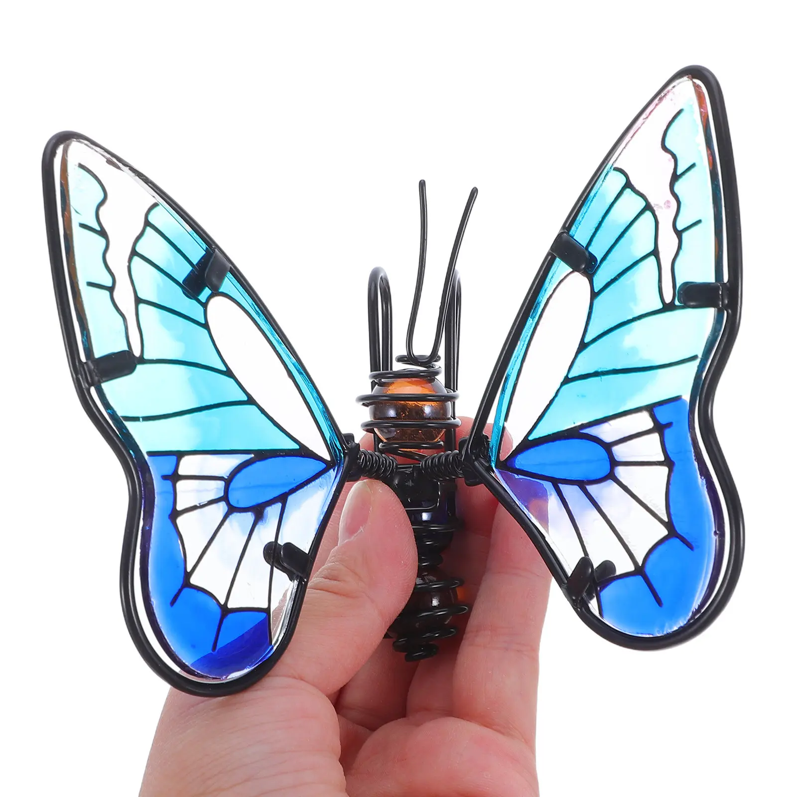5pcs Stained Glass Butterfly Dragonfly Plant Pot Hangers - Flower Pot Decorations for Garden Balcony Bonsai Hanging Ornaments