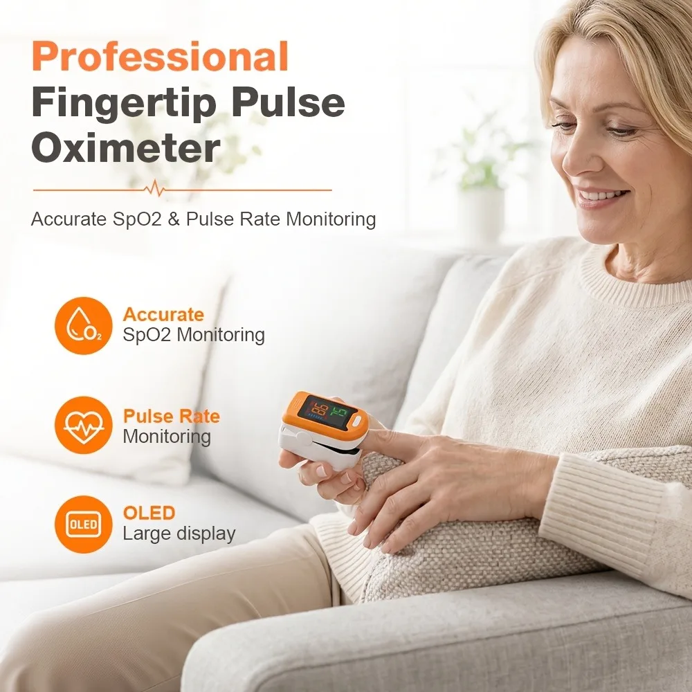 Fingertip Pulse Oximeter SpO2 Monitor with Pulse Rate Digital Display Blood Oxygen Saturation Monitor Blood Oxygen Meter 5 Color