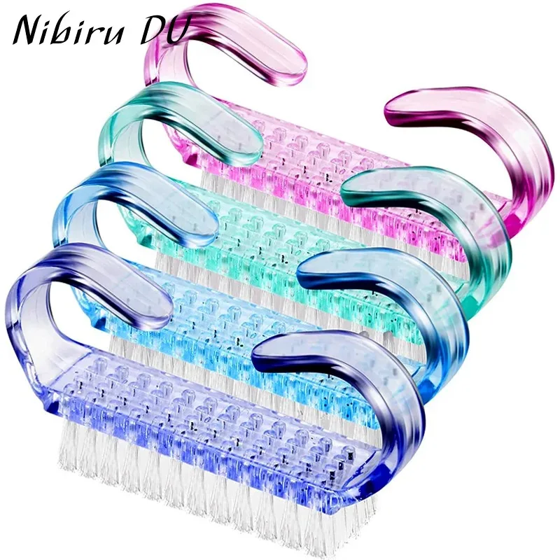 Escovas de Plástico para Unhas, Cores Sortidas, Escova de Limpeza Manual para Unhas, Removedor de Pó, Ferramentas Macias para Manicure e Nail Art