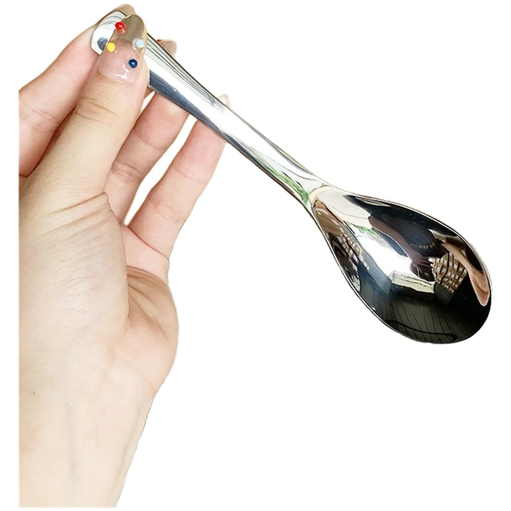 

Stainless Steel Spoon Set with Extended Handle for Soup and Dessert Thickened Design Modern Kitchen Essentials