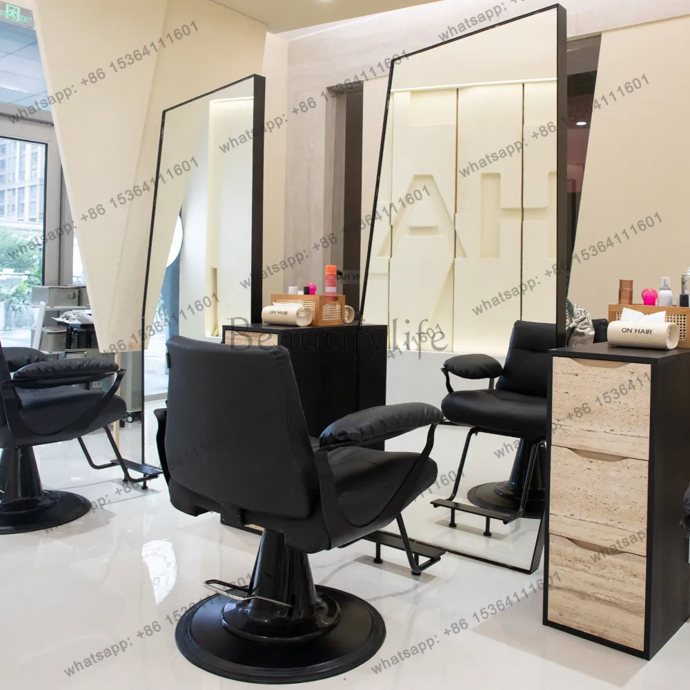 Designer hair salon mirror table floor-to-ceiling high-end barber shop hair cutting, perming and dyeing mirror hair salon