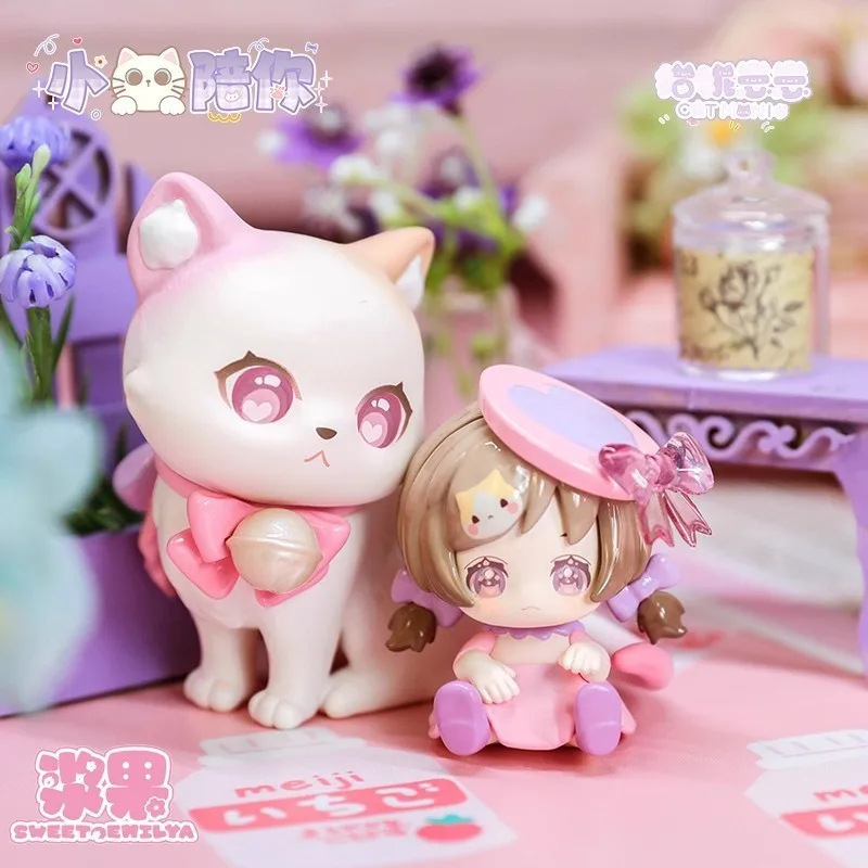 

Maonizaizai Blind Box Little Cat With You Official Authentic Cute Flocked Cat Girl Figure Desk Ornament Gift For Kids Anime Fans