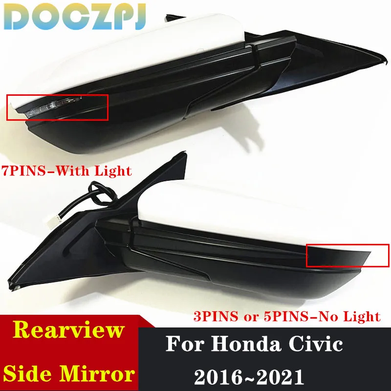 

76208-TES-H02/76258-TES-H02 Car Rearview Side Mirror For Honda Civic 2016 2017 2018 2019 2020 2021 3PINS 5PINS 7PINS Base Color