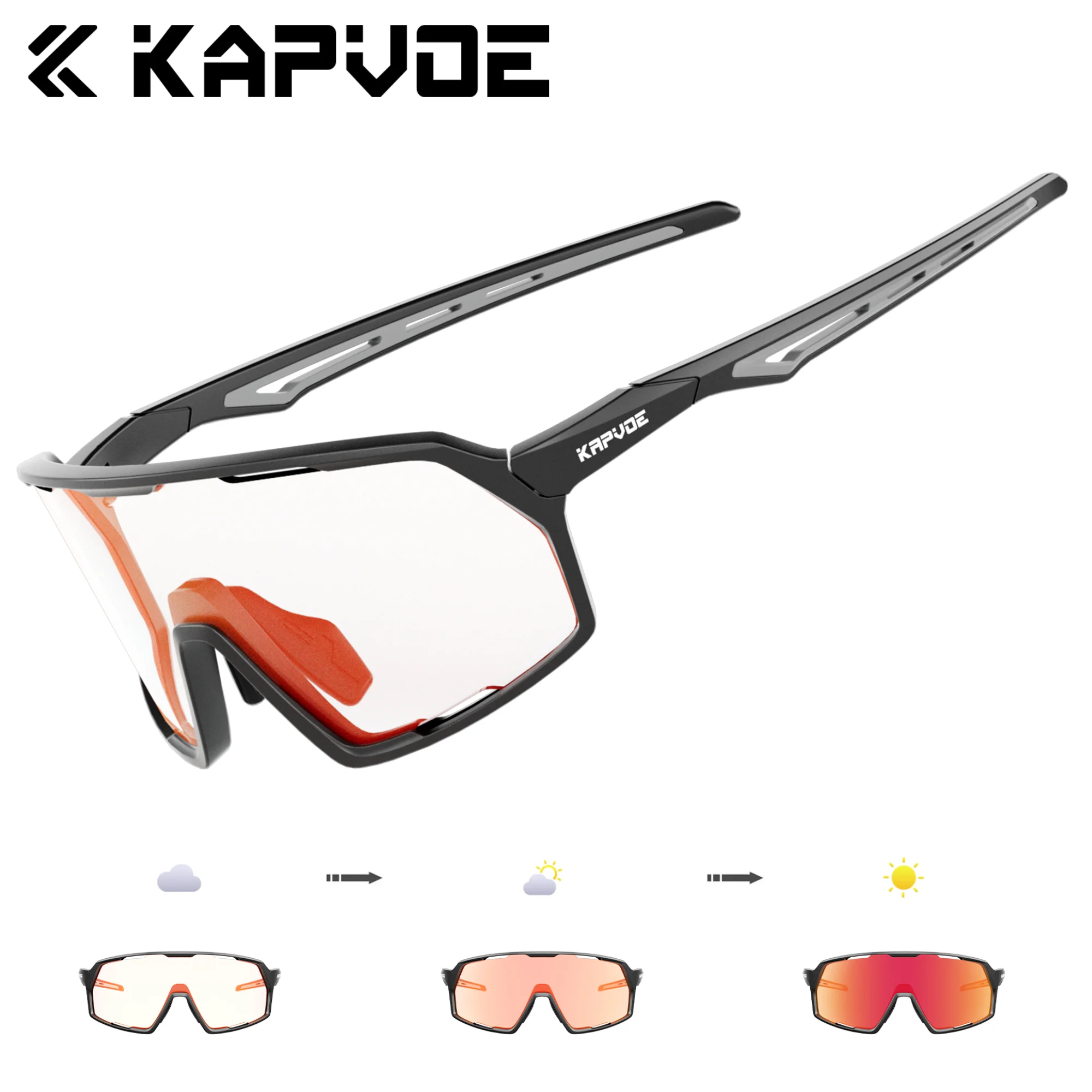 

Kapvoe Photochromic Sunglasses Man MTB Climbing Glasses Outdoor Sports Bike Cycling Glasses Women Driving Bicycle Goggles UV400