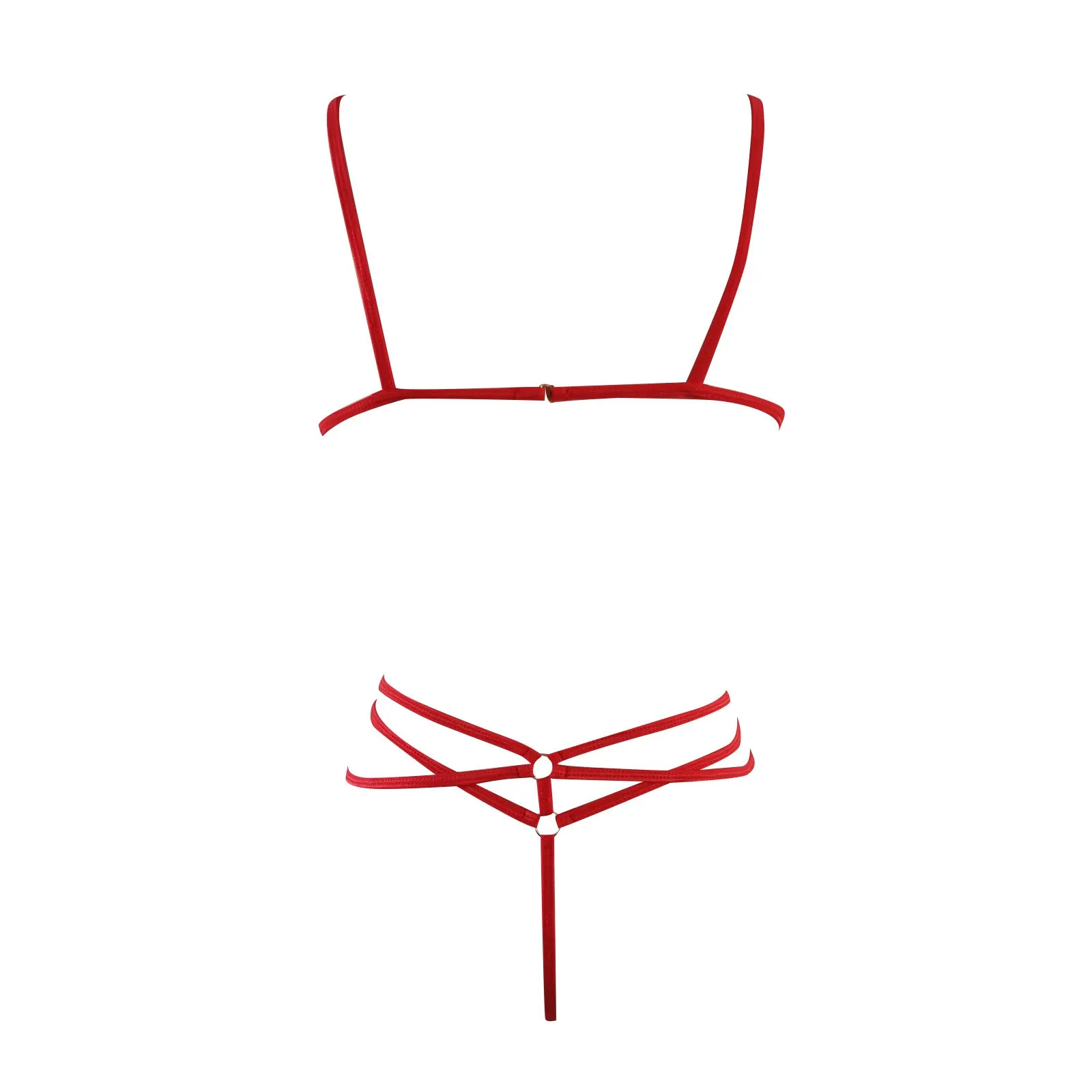 Wetlook Latex Leather Women Sexy Lingeries 2pcs Bandage Metal Buckles Push Up Micro Bra And Panty Sets Clubwear Underwear - Image 5