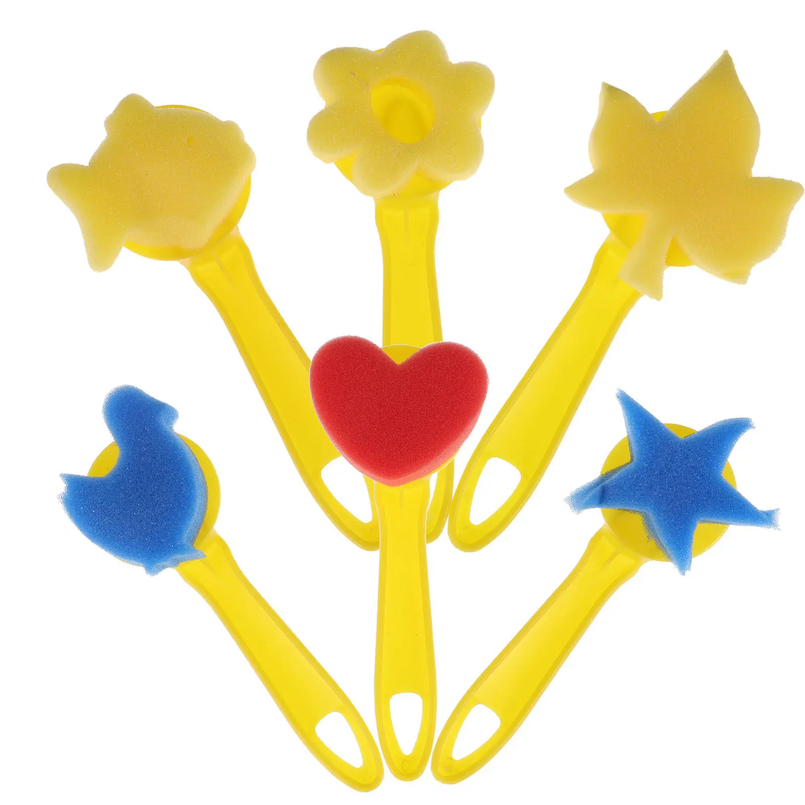 6 Pcs Craft Drawing Sponge Paint Brush Finger Painting Decorate Design Artist Sponges Children's Brushes Tools