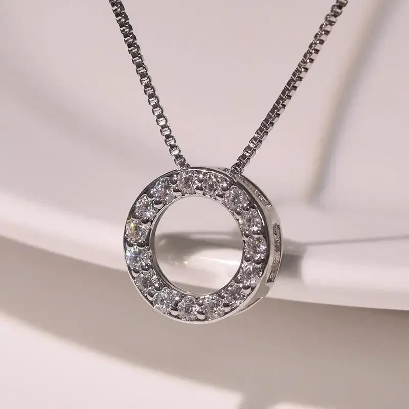 Design Sense, Personality, Round Brilliant Elegant Necklace, Cubic Zirconia Simple and Fashionable Wedding Eternal Jewelry
