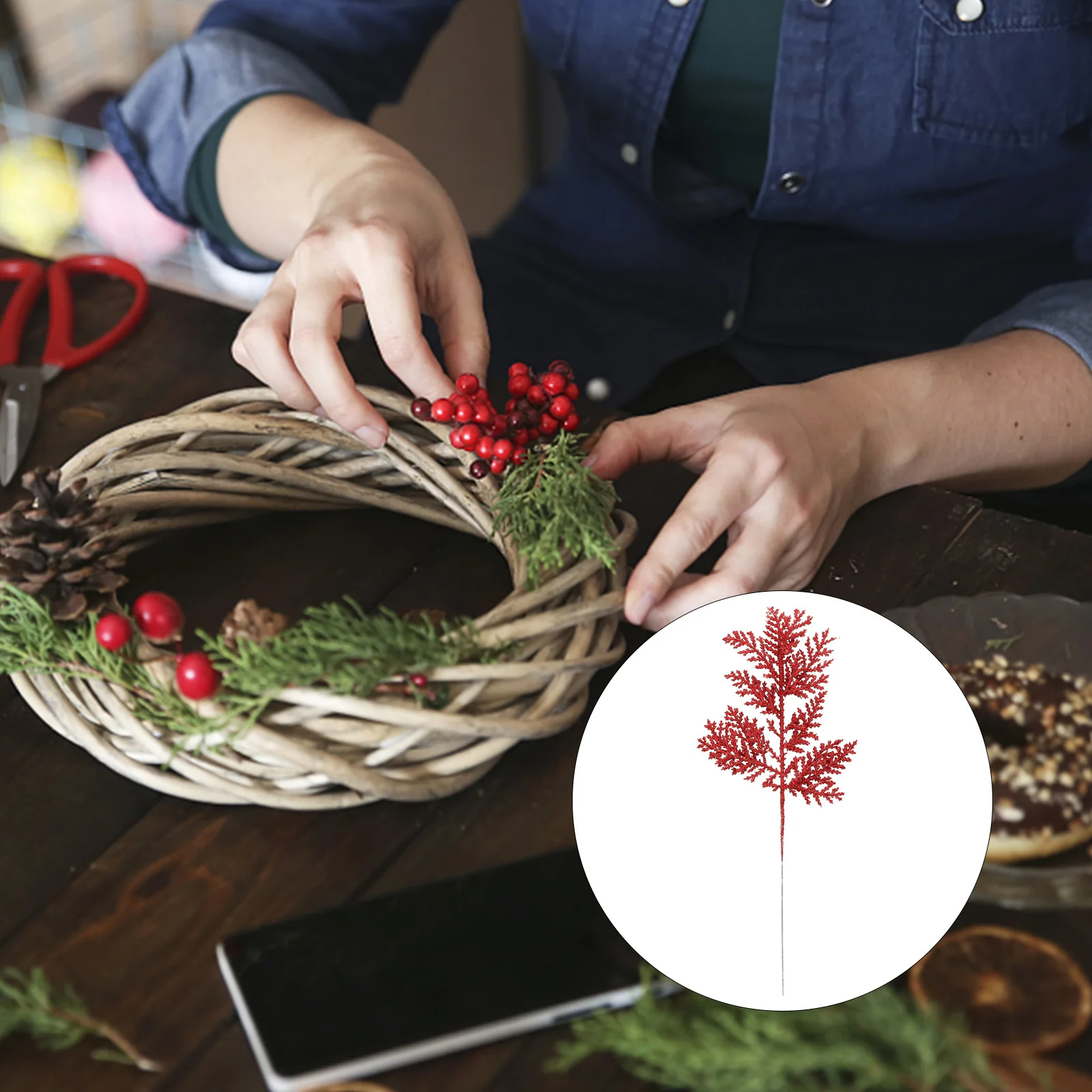 

10Pcs Xmas Leaves Artificial Christmas Simulation Wreath Decor Decorative Leaves Party Supplies Tree Wall Decor