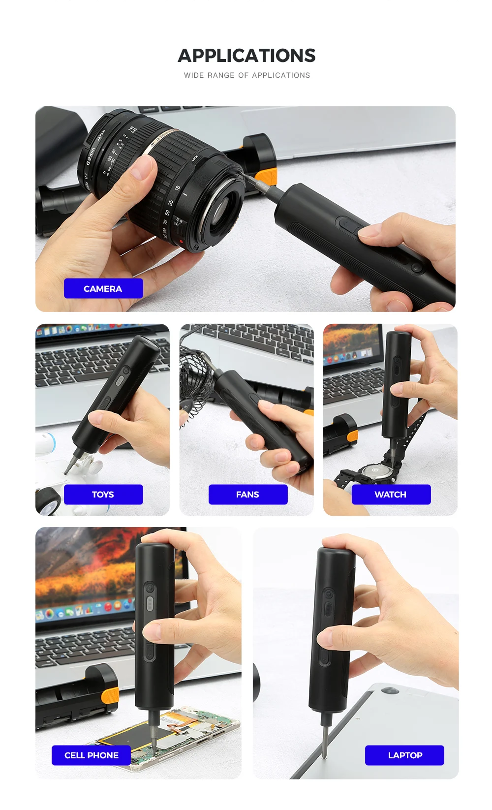35-in-1 Präzisions-Elektroschraubendreher-Set Magnetisches Kabelloses Reparatur-Werkzeugset für Xiaomi iPhone Samsung Handy Laptop Elektronik – Detail 13