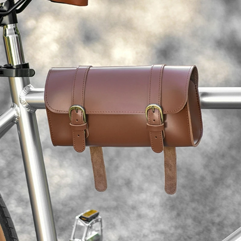 Handlebars Leather Bicycles Bag Bike Storage Front Pouches Cyclist Front Bag for Everyday Cyclists