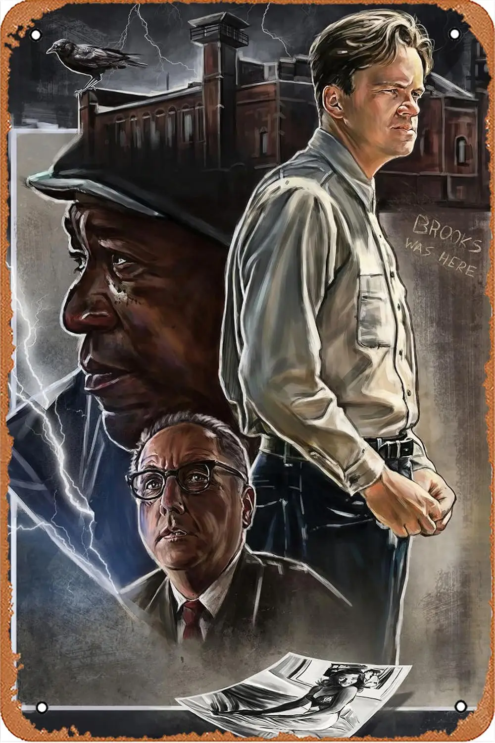 Pósteres Clásicos de Películas: Póster de Shawshank Redemption con Andy Dufresne y Ellis Boyd Red Redding, Letrero Metálico Decorativo para Pared