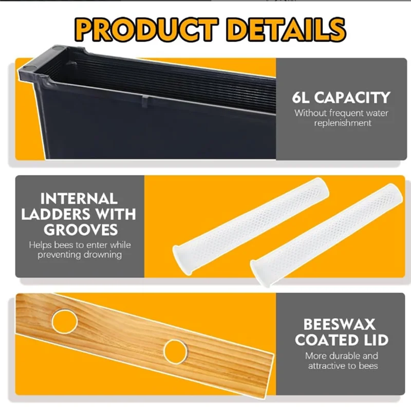 Feeder Beehive Feeder Beehive Frame Feeder Deep Frame Water Feeder Beekeeping Bee Feeding Tools Beehive Tank 6L Easy To Use