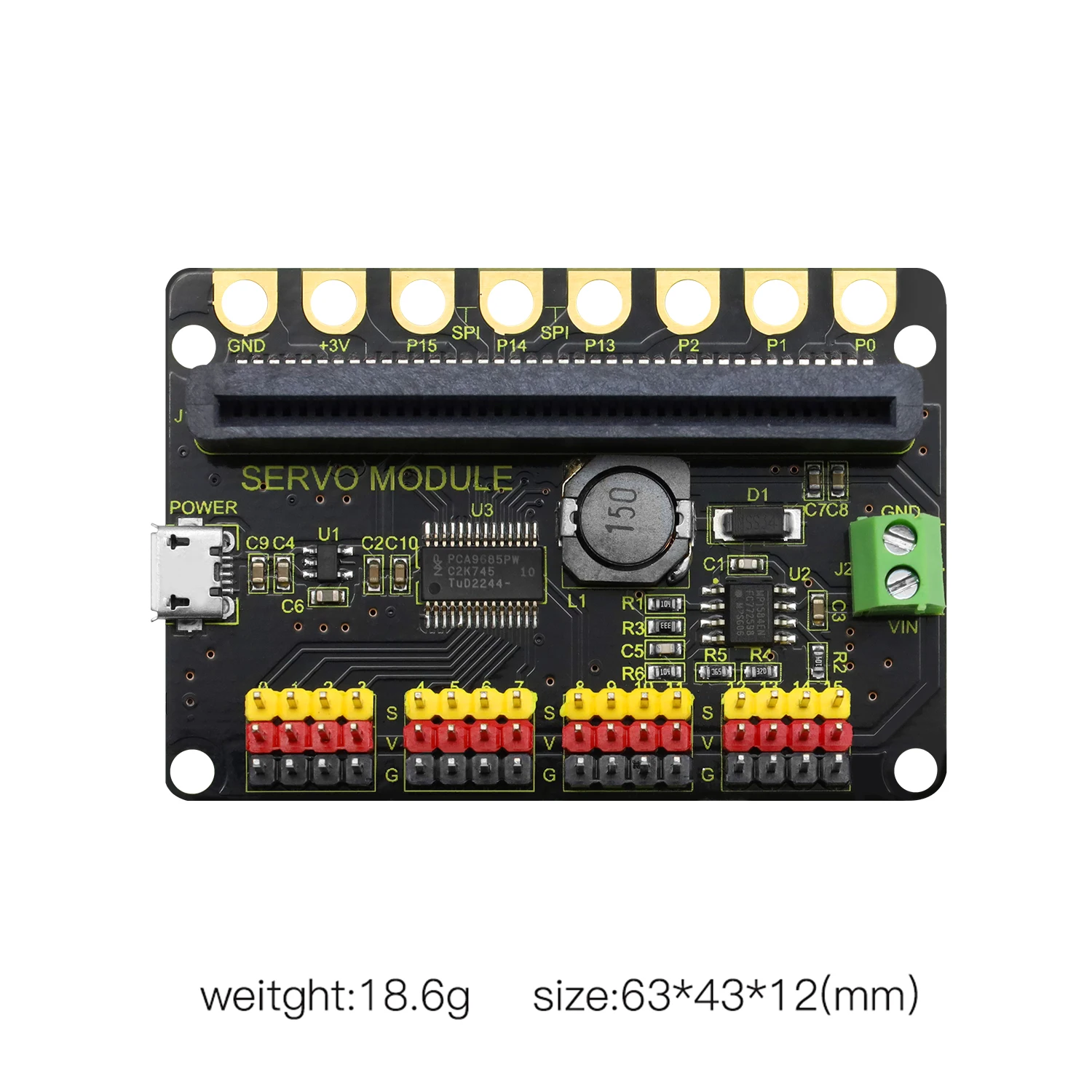 Keyestudio Microbit 16-Channel PCA9685PW Servo Shield Expansion Board for BBC Micro:bit V2 Projects