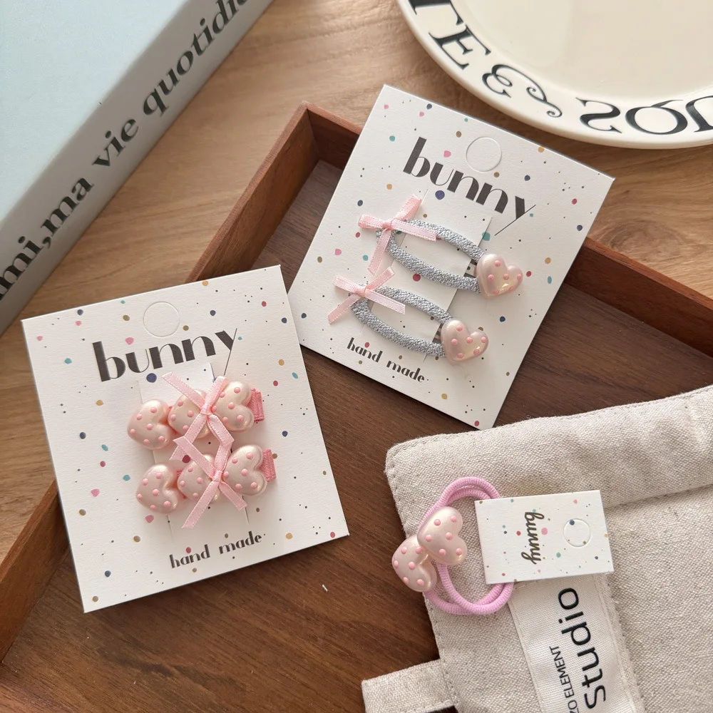 Children Love Heart Star Polka Dot Sweet Versatile BB Clip Pink Pearl Hair Side Clip Broken Hair Styling Accessories for Girls