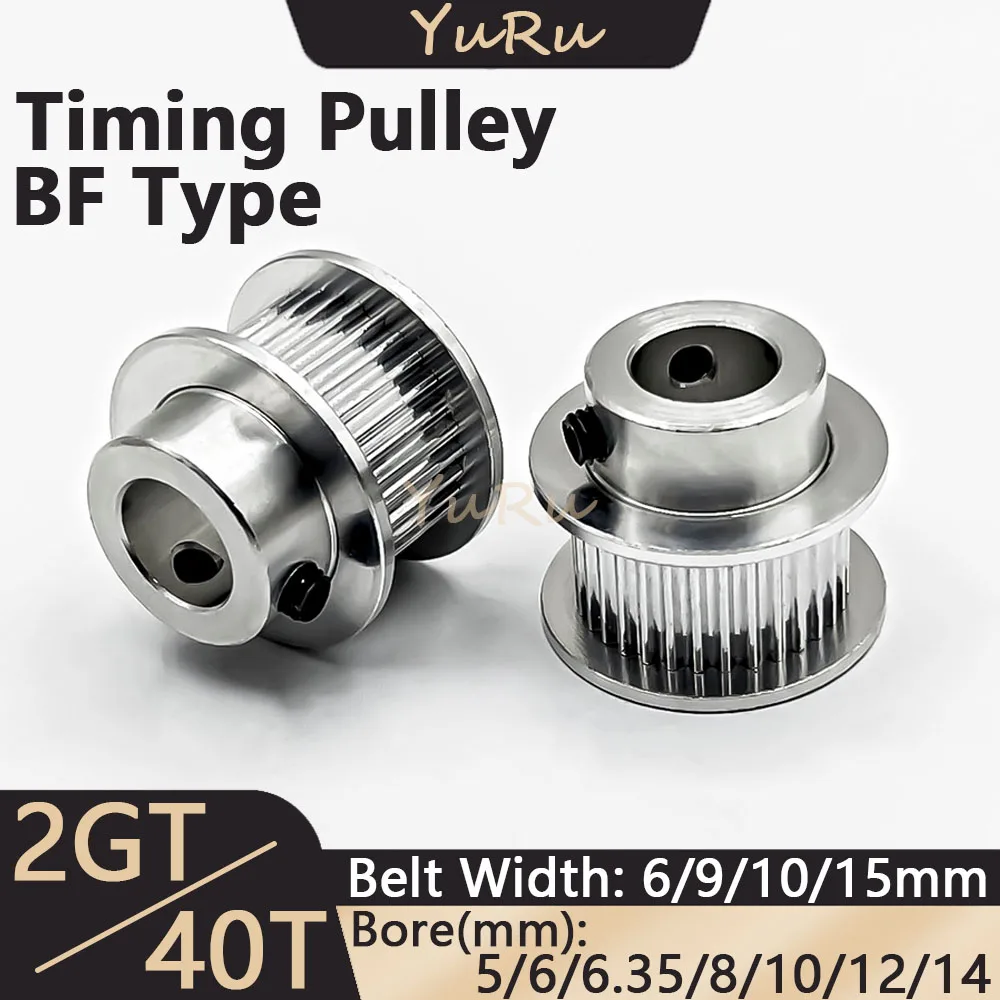 2GT 40Teeth Timing Pulley Bore 5 6 6.35 8 10 12 14mm Belt Width 6 9 10 15mm 40T 2MGT Tensioning Wheel Open Synchronous